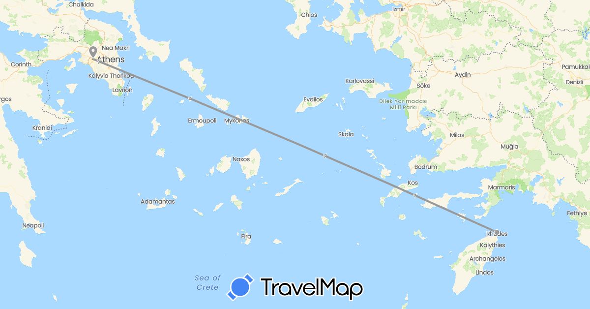 TravelMap itinerary: driving, plane in Greece (Europe)